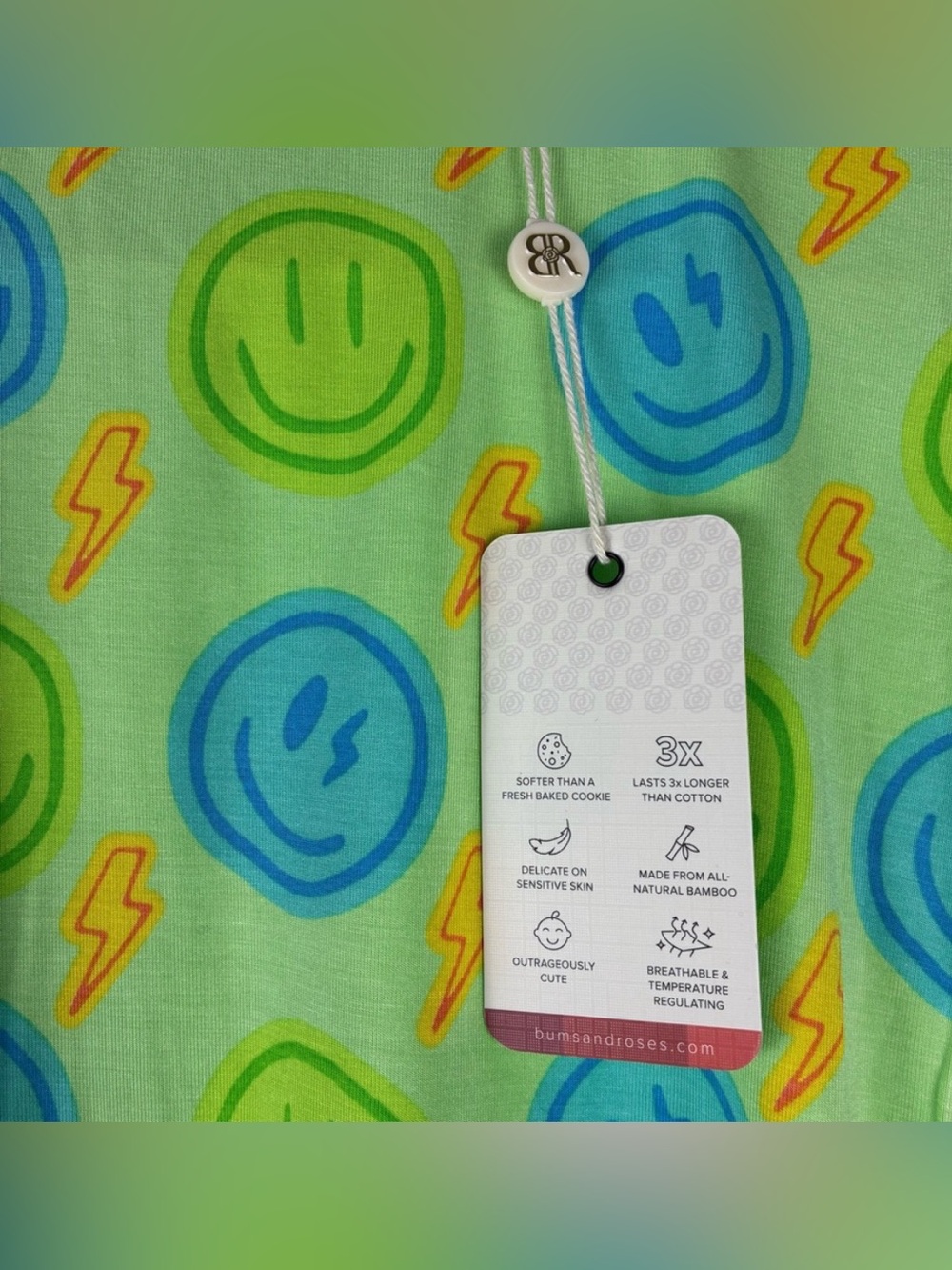 Bums & Roses Green Lightning Bolt Smiley Face Convertible Zippy